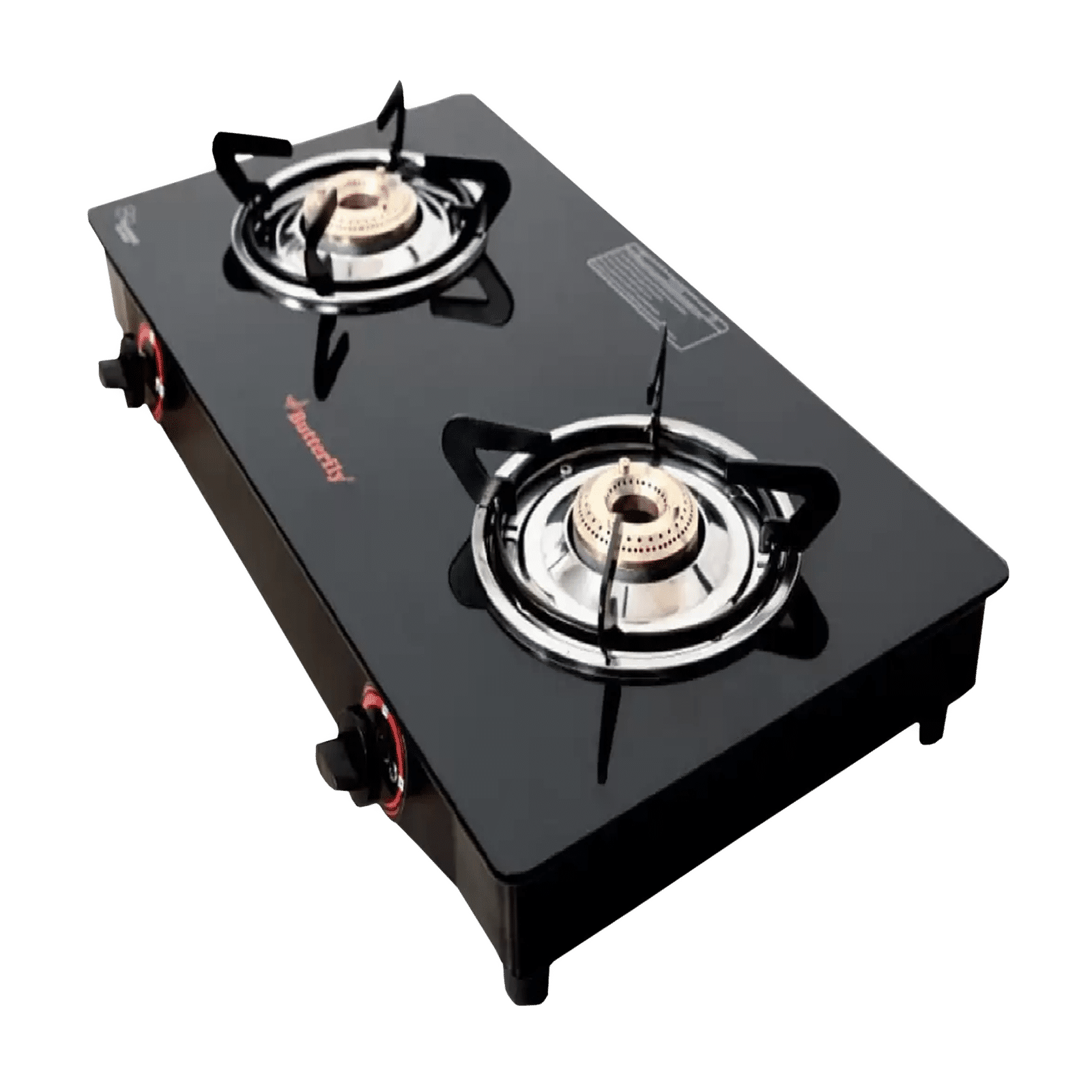 Buy Butterfly Wave Toughened Glass Top 2 Burner Manual Gas Stove (Rust